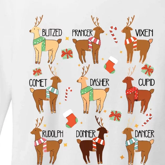 Christmas Reindeer Rudolph Funny Holiday Womens CVC Long Sleeve Shirt