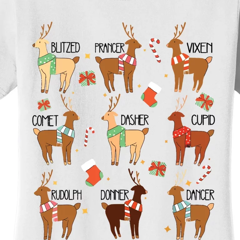 Christmas Reindeer Rudolph Funny Holiday Women's T-Shirt