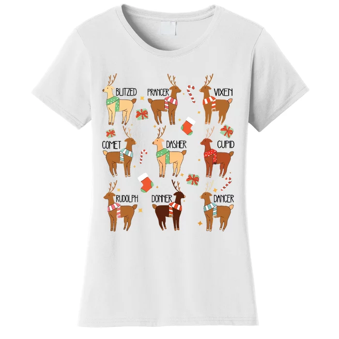 Christmas Reindeer Rudolph Funny Holiday Women's T-Shirt