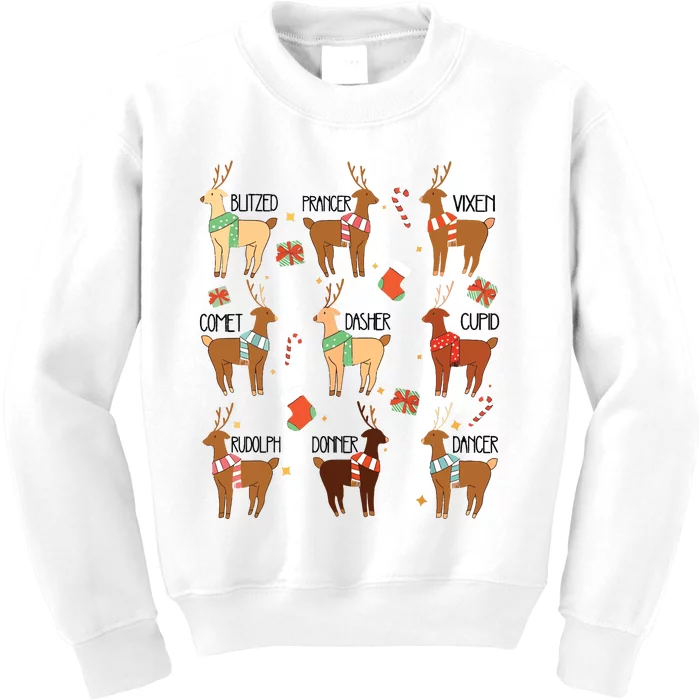 Christmas Reindeer Rudolph Funny Holiday Kids Sweatshirt