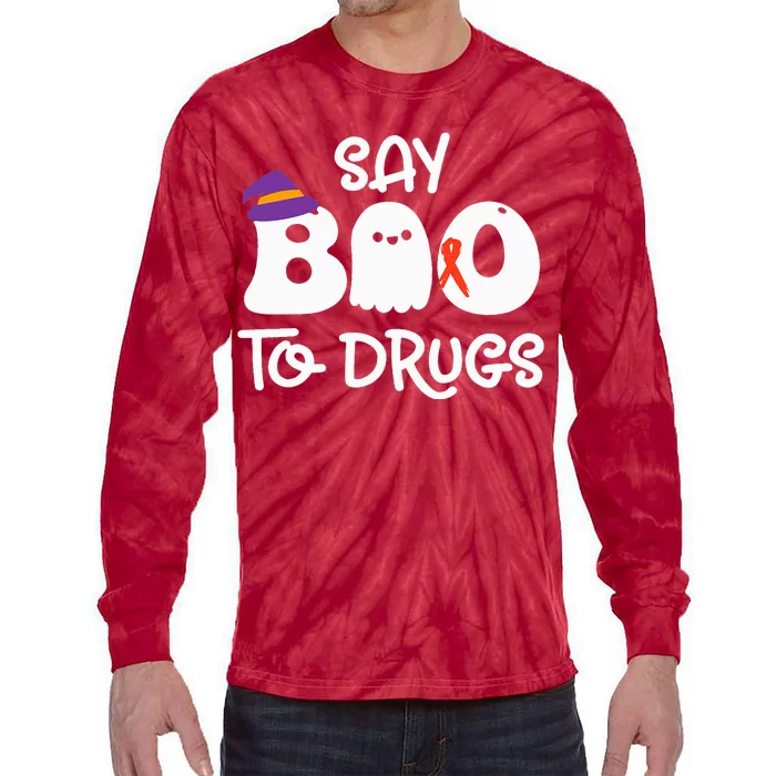 Cute Red Ribbon Week Say BOO To Drugs Say Yes To Halloween Tie-Dye Long Sleeve Shirt