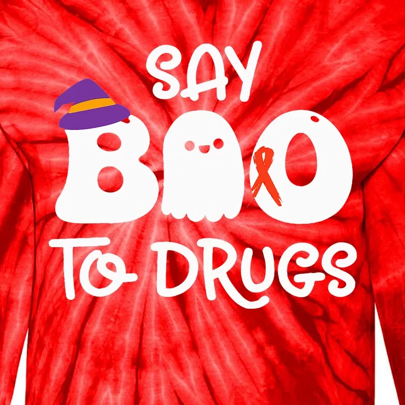 Cute Red Ribbon Week Say BOO To Drugs Say Yes To Halloween Tie-Dye Long Sleeve Shirt