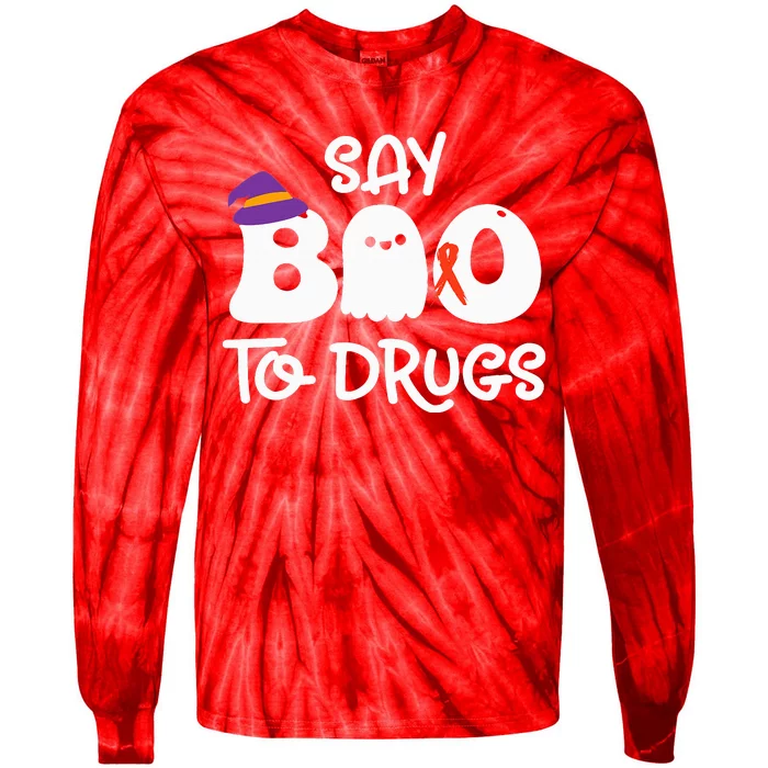 Cute Red Ribbon Week Say BOO To Drugs Say Yes To Halloween Tie-Dye Long Sleeve Shirt