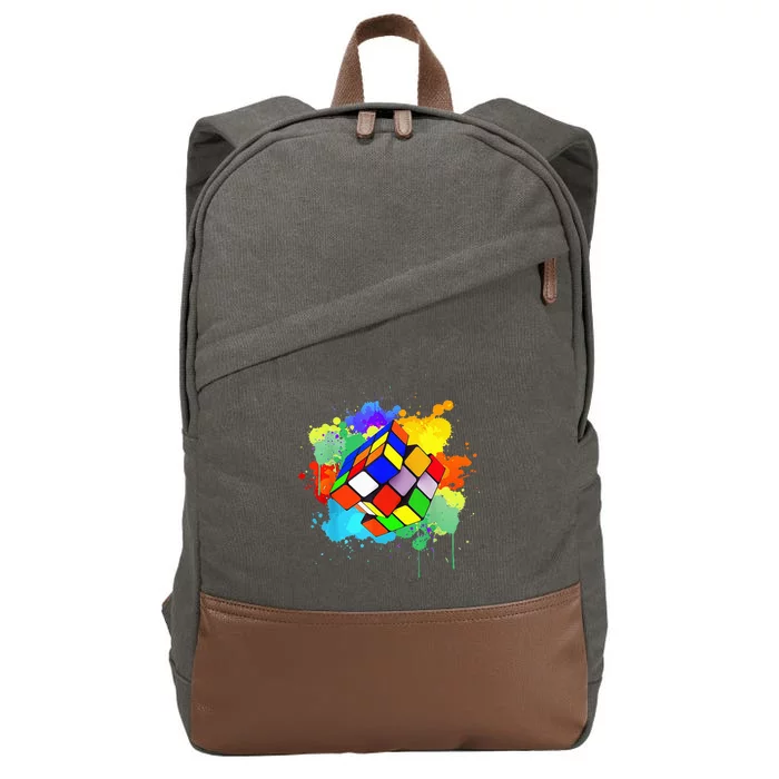 Cool Rubik Rubix Rubics Player Cube Watercolor Lovers Cotton Canvas Backpack