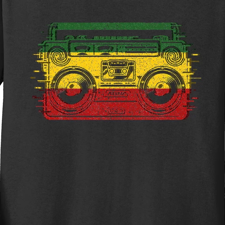 Cool Reggae Rasta Jamaican Afro Jamaica Music Kids Long Sleeve Shirt