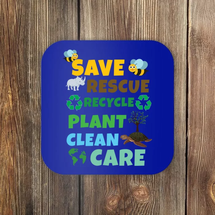 Care Rescue Recycle Plant Clean Save Planet Hour Day Earth Gift Coaster