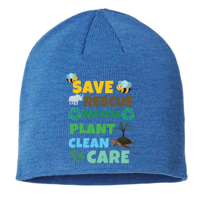 Care Rescue Recycle Plant Clean Save Planet Hour Day Earth Gift 8 1/2in Sustainable Knit Beanie