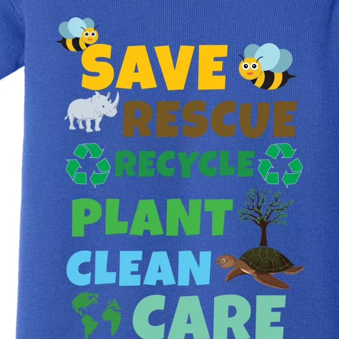 Care Rescue Recycle Plant Clean Save Planet Hour Day Earth Gift Baby Bodysuit