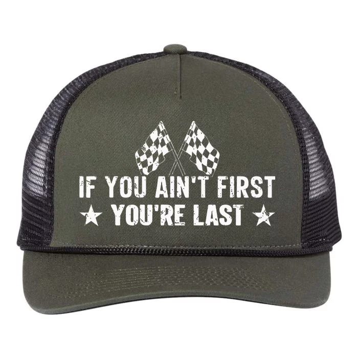 Car Racer Racing If You AinT First YouRe Last Retro Rope Trucker Hat Cap