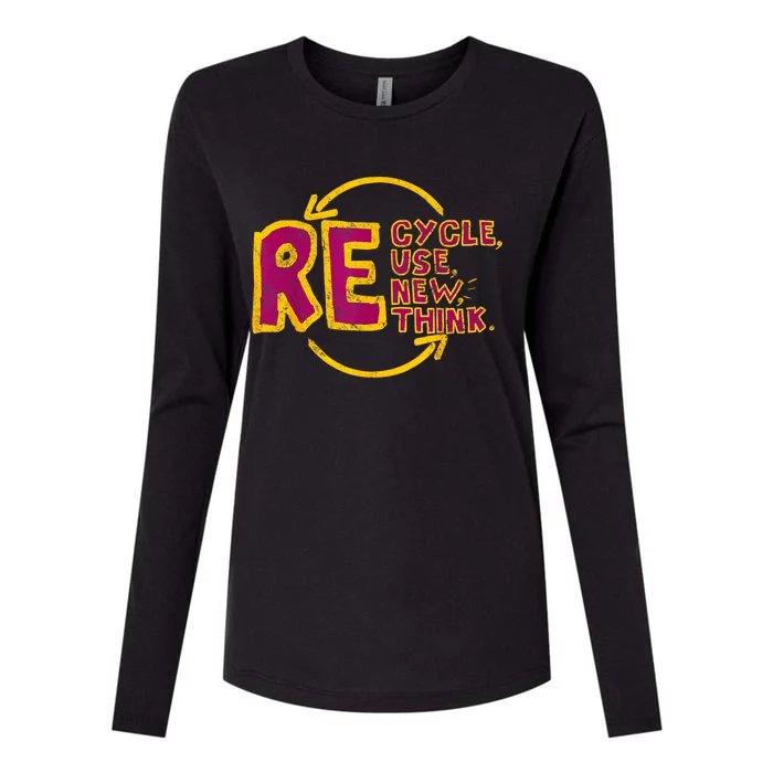 Cool Recycle Reuse Renew Rethink Earth Day 2024 Womens Cotton Relaxed Long Sleeve T-Shirt