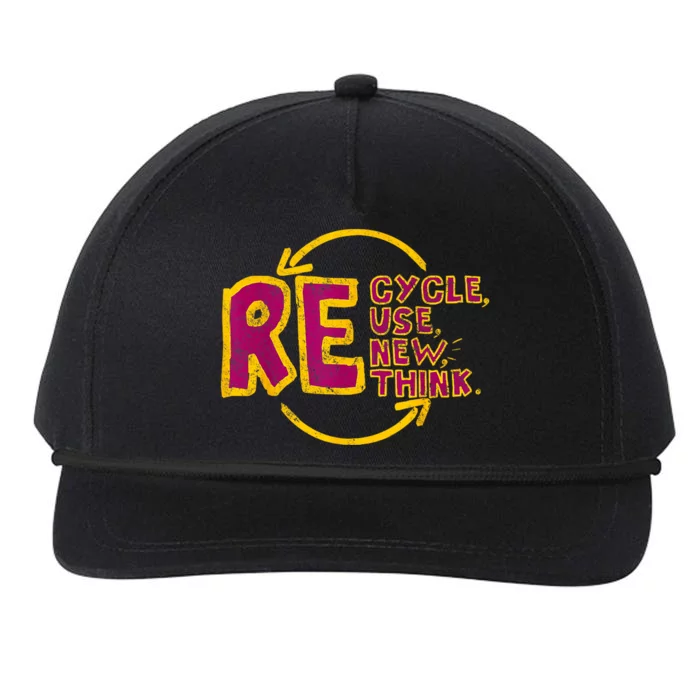 Cool Recycle Reuse Renew Rethink Earth Day 2024 Snapback Five-Panel Rope Hat