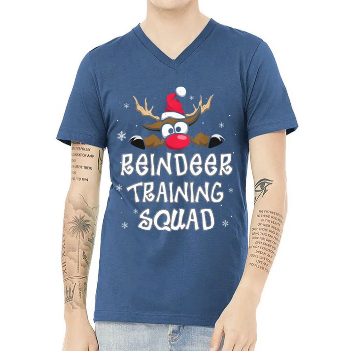 Christmas Running Reindeer Training Squad Team Gifts V-Neck T-Shirt