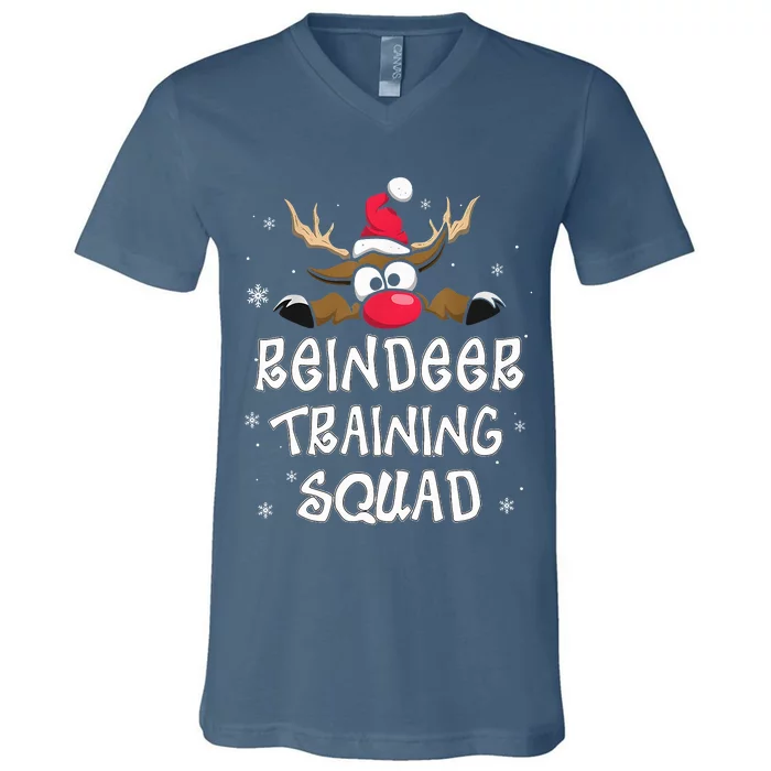 Christmas Running Reindeer Training Squad Team Gifts V-Neck T-Shirt