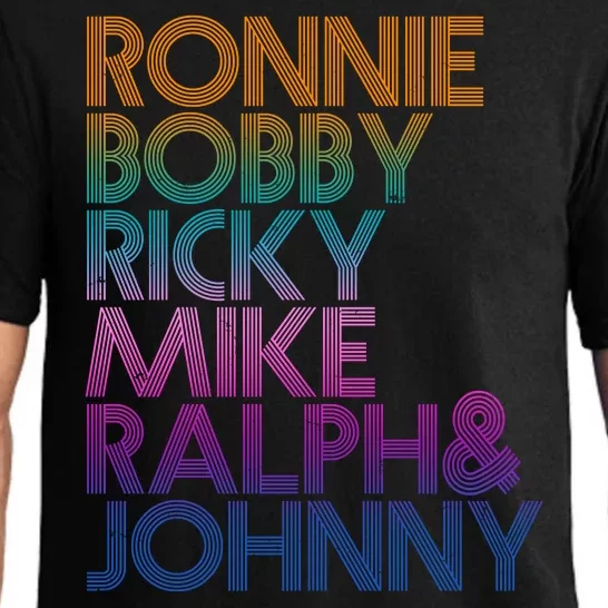 Cool Retro Ronnie Bobby Ricky Mike Ralph And Johnny Pajama Set