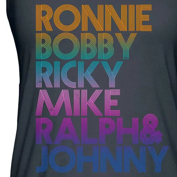 Cool Retro Ronnie Bobby Ricky Mike Ralph And Johnny Ladies Essential Flowy Tank