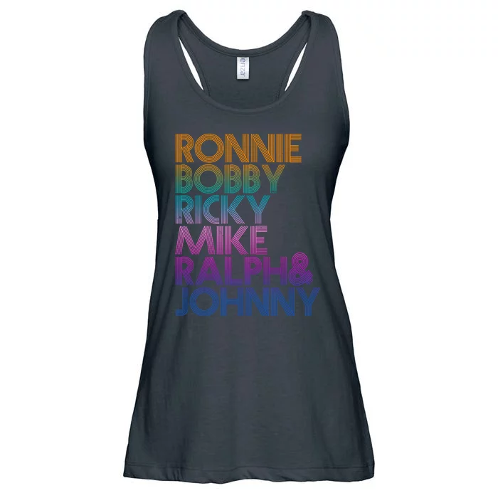 Cool Retro Ronnie Bobby Ricky Mike Ralph And Johnny Ladies Essential Flowy Tank