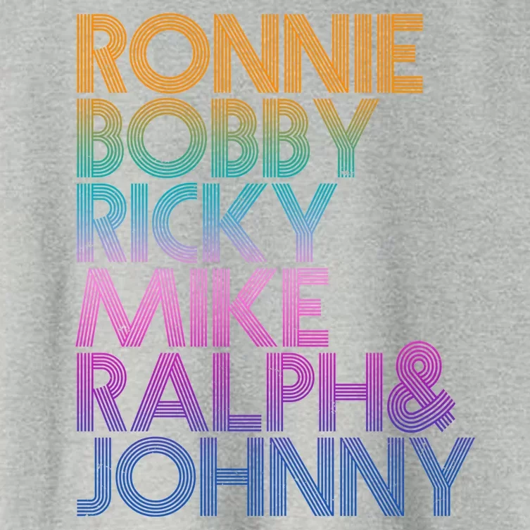 Cool Retro Ronnie Bobby Ricky Mike Ralph And Johnny Women's Crop Top Tee