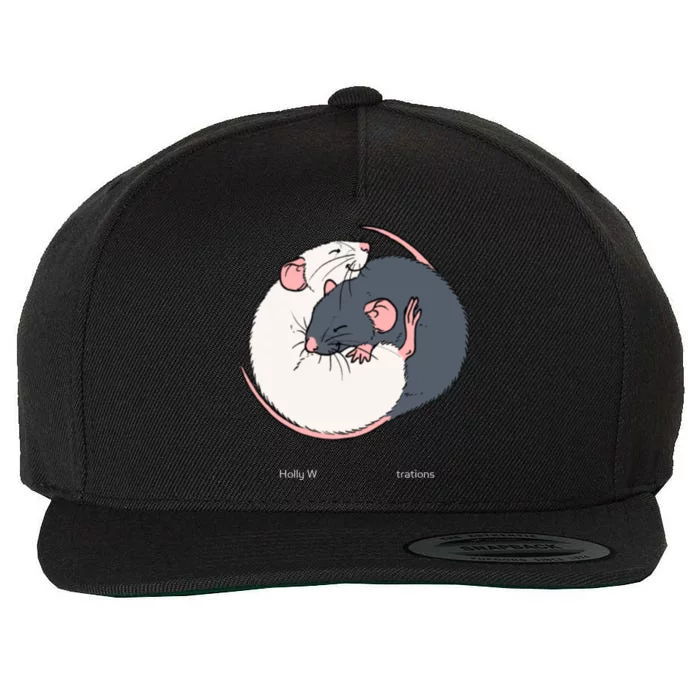 Cuddling Rats Russian Blue And White Wool Snapback Cap