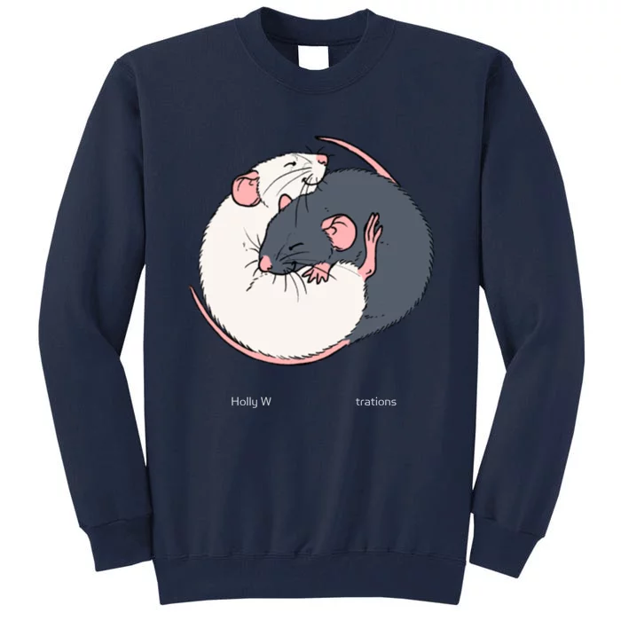 Cuddling Rats Russian Blue And White Tall Sweatshirt