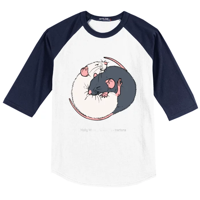 Cuddling Rats Russian Blue And White Baseball Sleeve Shirt