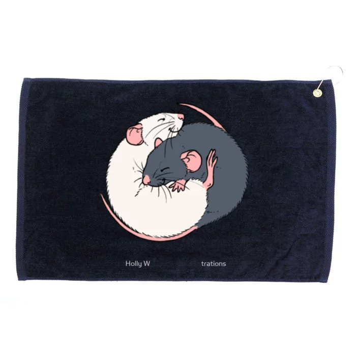 Cuddling Rats Russian Blue And White Grommeted Golf Towel