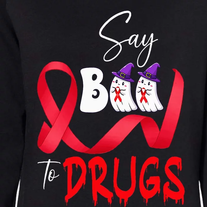 Cute Red Ribbon Week Say BOO To Drugs Halloween Womens California Wash Sweatshirt