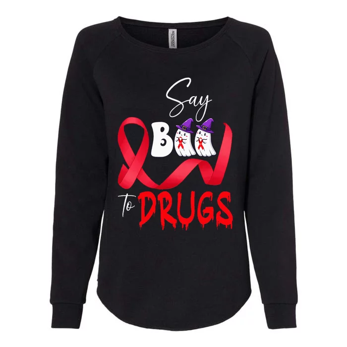 Cute Red Ribbon Week Say BOO To Drugs Halloween Womens California Wash Sweatshirt