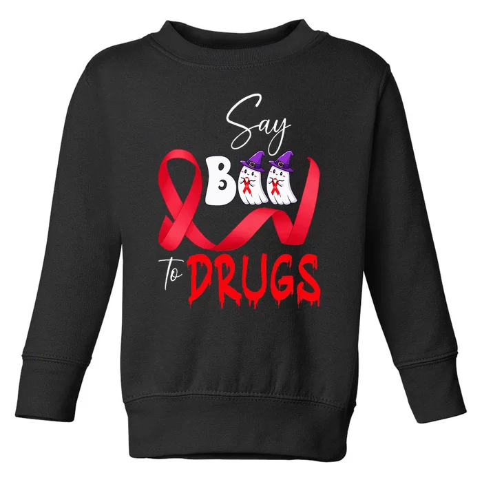 Cute Red Ribbon Week Say BOO To Drugs Halloween Toddler Sweatshirt