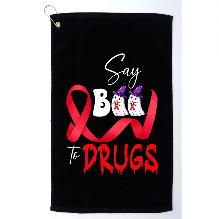 Cute Red Ribbon Week Say BOO To Drugs Halloween Platinum Collection Golf Towel