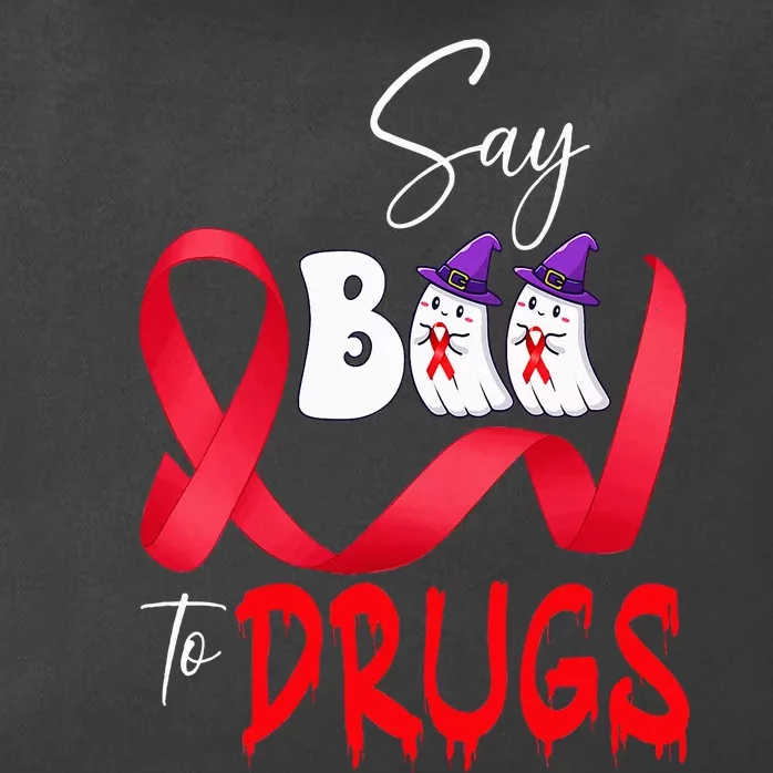 Cute Red Ribbon Week Say BOO To Drugs Halloween Zip Tote Bag