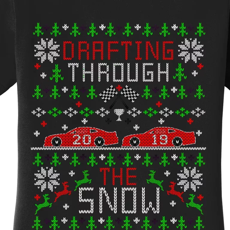 Car Racing Race Fan Funny Ugly Christmas Sweater Party Gift Women's T-Shirt