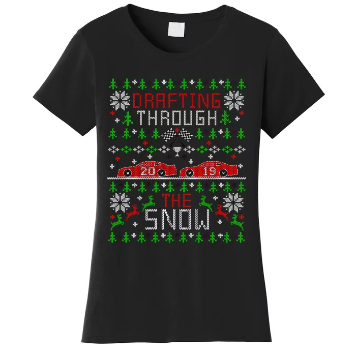 Car Racing Race Fan Funny Ugly Christmas Sweater Party Gift Women's T-Shirt