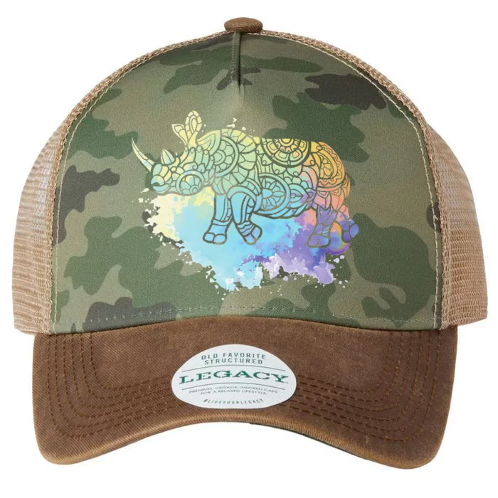 Colorful Rhino Rhinoceros Zoologist Zoology Animal Lover Legacy Tie Dye Trucker Hat