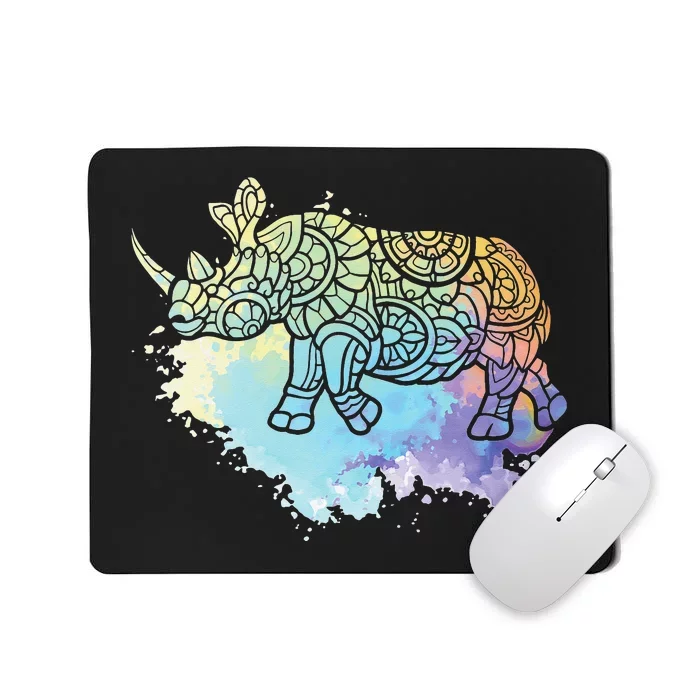 Colorful Rhino Rhinoceros Zoologist Zoology Animal Lover Mousepad