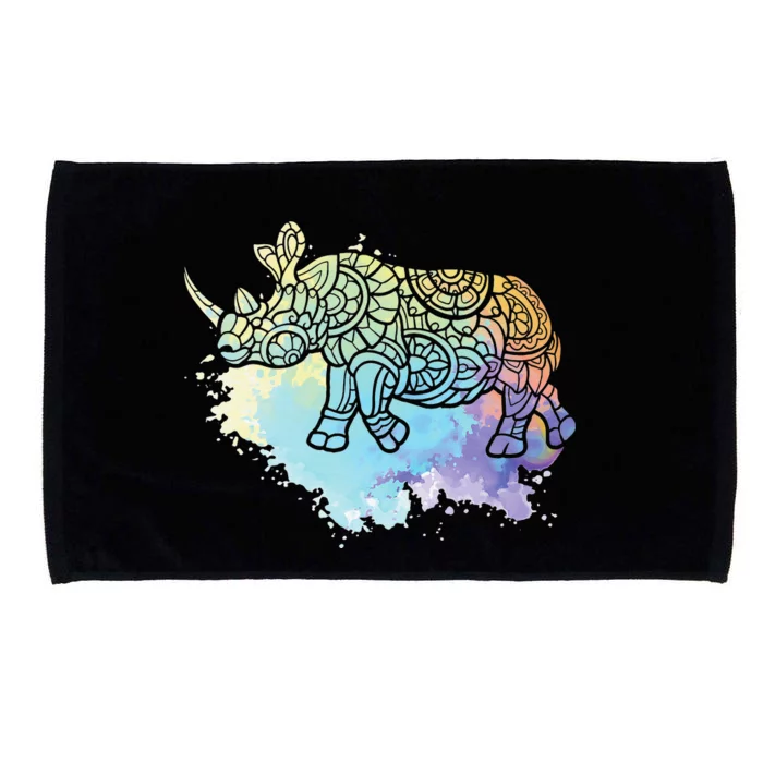 Colorful Rhino Rhinoceros Zoologist Zoology Animal Lover Microfiber Hand Towel