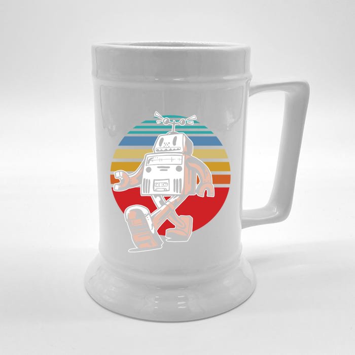 Cute Retro Robot Fan Robotics Science Student Robot Lover Gift Front & Back Beer Stein