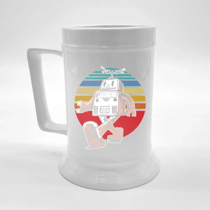 Cute Retro Robot Fan Robotics Science Student Robot Lover Gift Front & Back Beer Stein