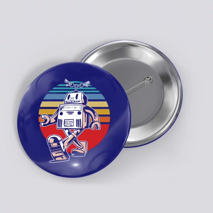 Cute Retro Robot Fan Robotics Science Student Robot Lover Cute Gift Button