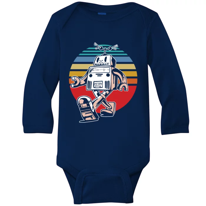 Cute Retro Robot Fan Robotics Science Student Robot Lover Cute Gift Baby Long Sleeve Bodysuit