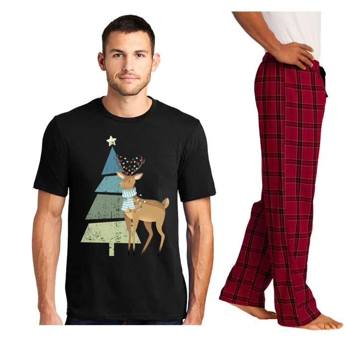 Cute Reindeer Rudolf And Christmas Tree Believe In Christmas Meaningful Gift Pajama Set