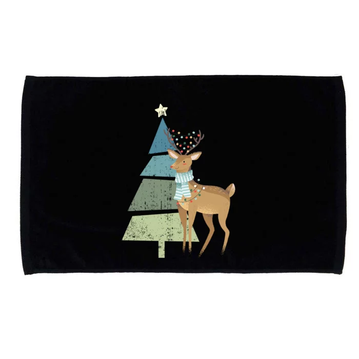 Cute Reindeer Rudolf And Christmas Tree Believe In Christmas Meaningful Gift Microfiber Hand Towel