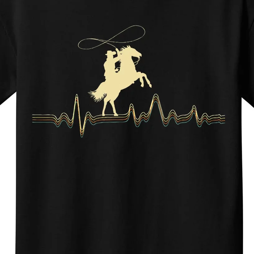 Cowboy Roping Roper Horse Riding Equestrian Header Heeler Kids T-Shirt