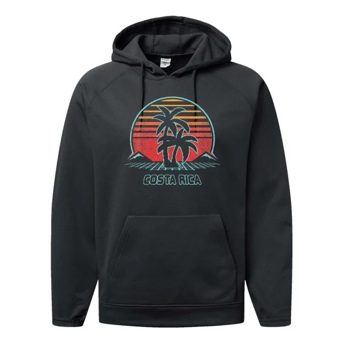 Costa Rica Retro Vintage 80s Style Performance Fleece Hoodie