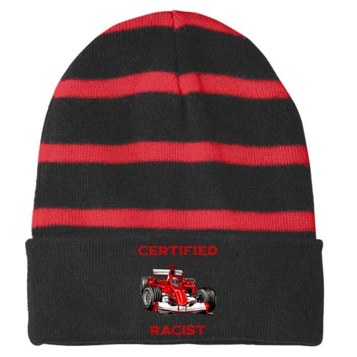 Certified Racist Racer Boost Speedster Certified Race Striped Beanie with Solid Band