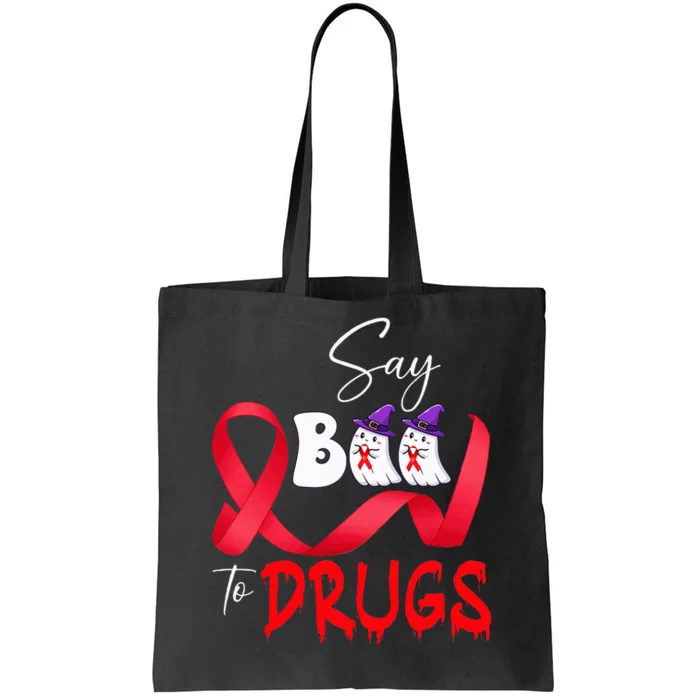 Cute Red Ribbon Week Say BOO To Drugs Halloween Tote Bag