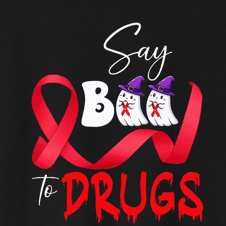 Cute Red Ribbon Week Say BOO To Drugs Halloween Women's Crop Top Tee