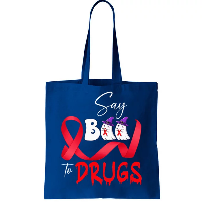 Cute Red Ribbon Week Say BOO To Drugs Halloween Tote Bag