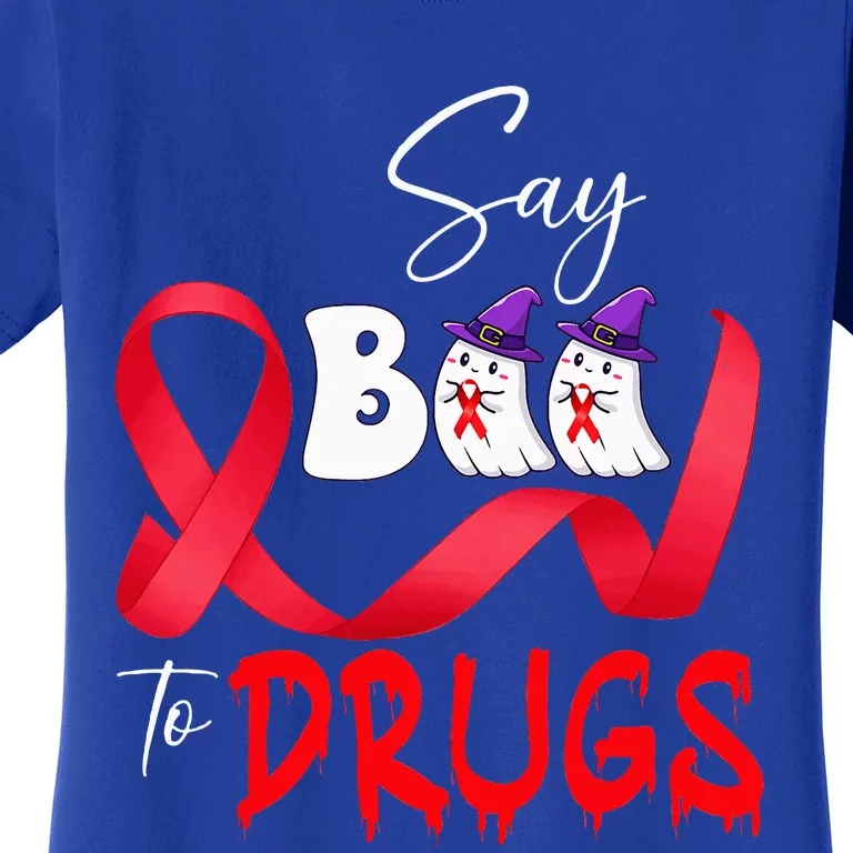 Cute Red Ribbon Week Say BOO To Drugs Halloween Women's T-Shirt