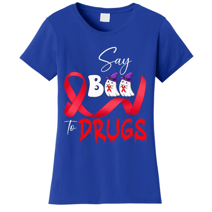 Cute Red Ribbon Week Say BOO To Drugs Halloween Women's T-Shirt