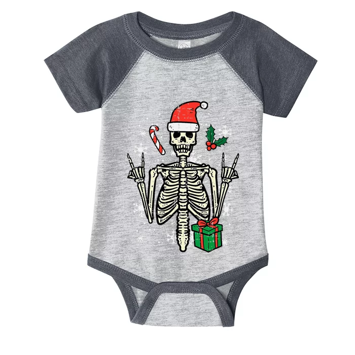 Christmas Rocker Skeleton Santa Rock Hand Xmas Infant Baby Jersey Bodysuit